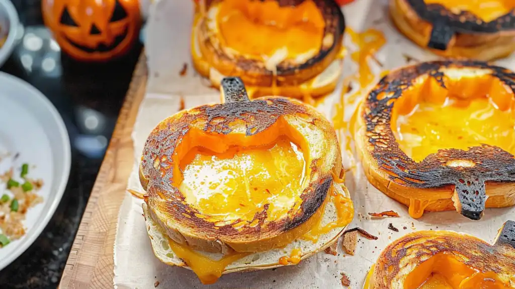Halloween Pumpkin-Shaped Grilled Cheese