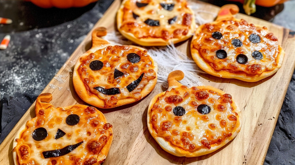 Halloween Pumpkin-Shaped Mini Pizzas