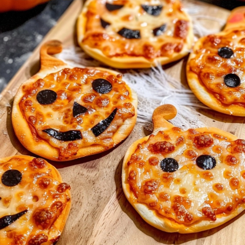 Halloween Pumpkin-Shaped Mini Pizzas